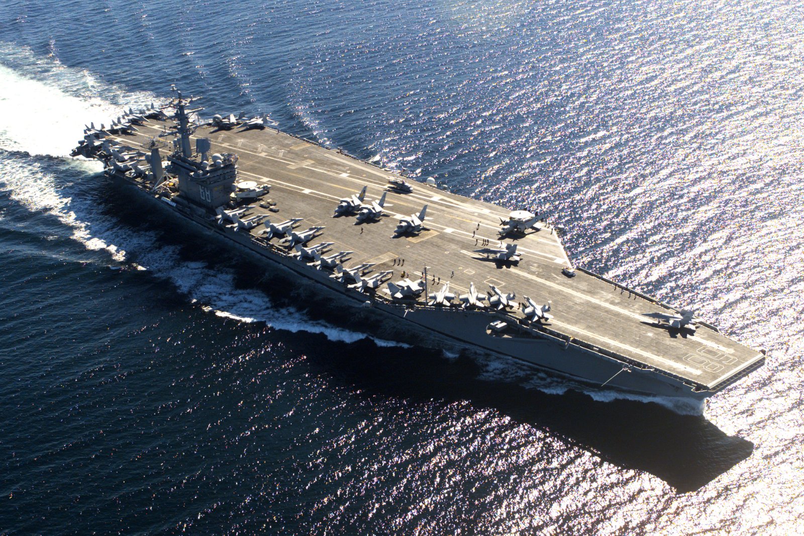 Illustration for: How many sailors and aviators live aboard a US Navy Nimitz-class aircraft carrier when deployed?