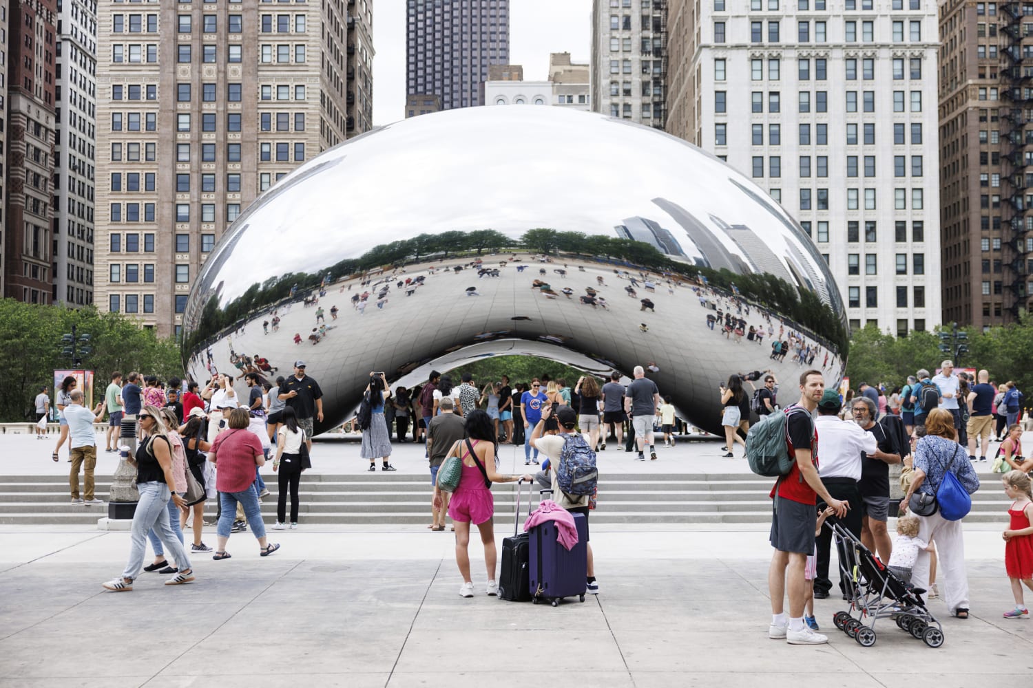 Cloud Gate, the mirrored bean-shaped sculpture in Chicago's Millennium Park
